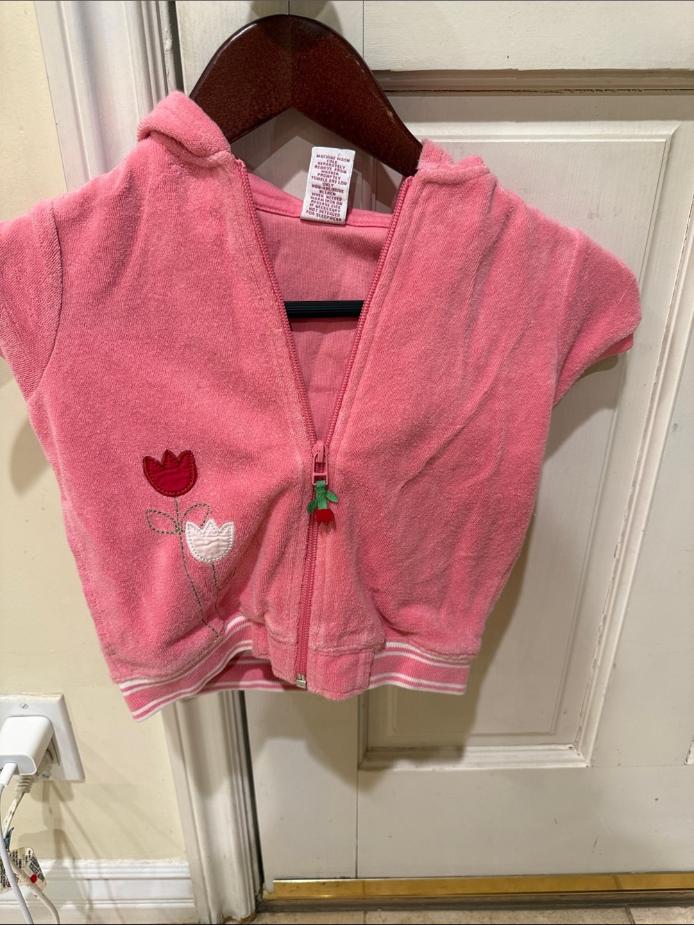 Gymboree Pink Hooded Zip Sweatshirt with Tulip Appliqué
